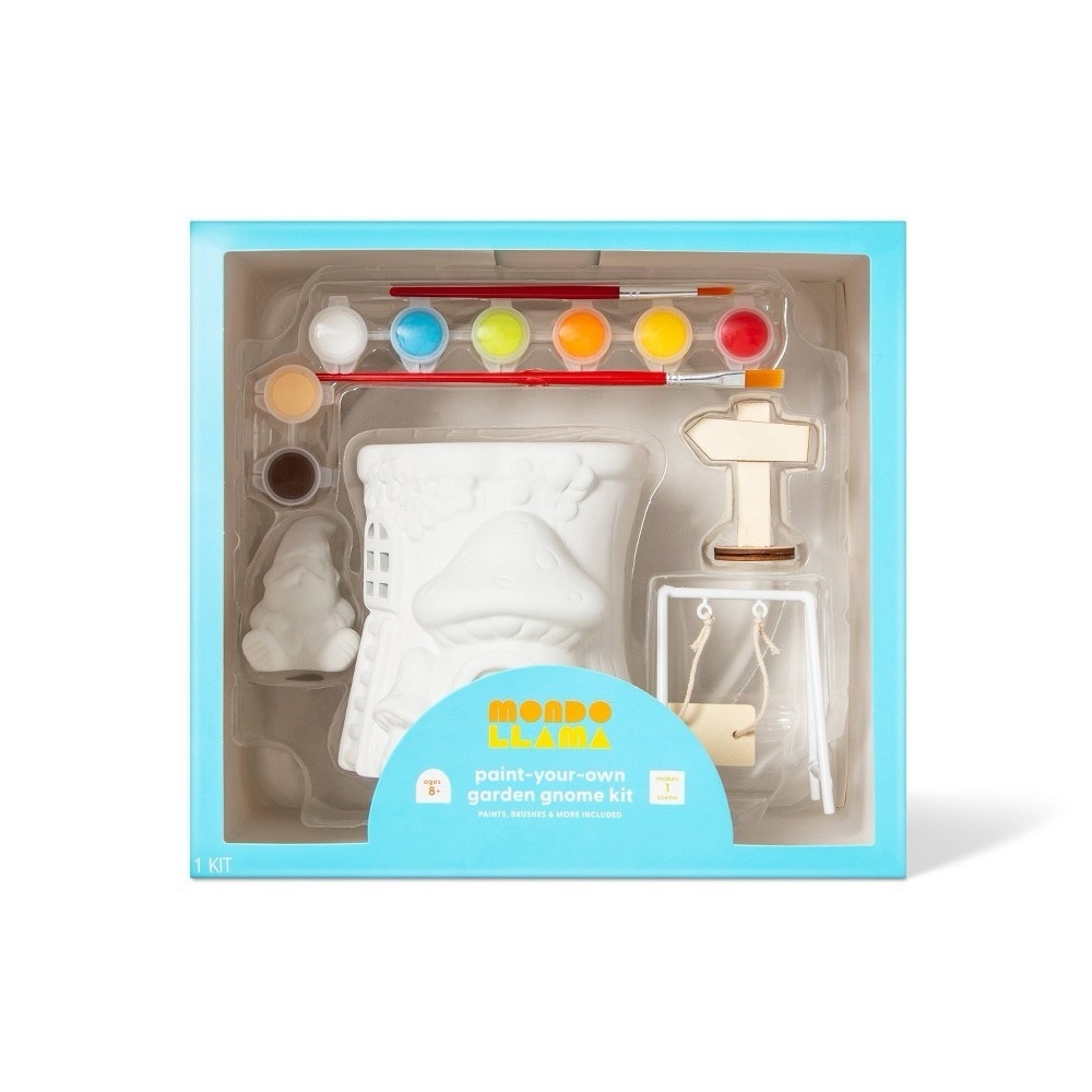 Paint-Your-Own Ceramic Gnome Garden DIY Art Kit - Mondo Llama™ (damaged box)